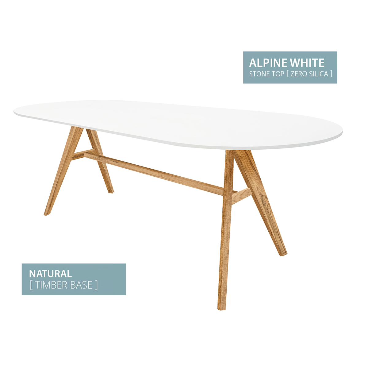 Dining Table Oval Natural Alpine White