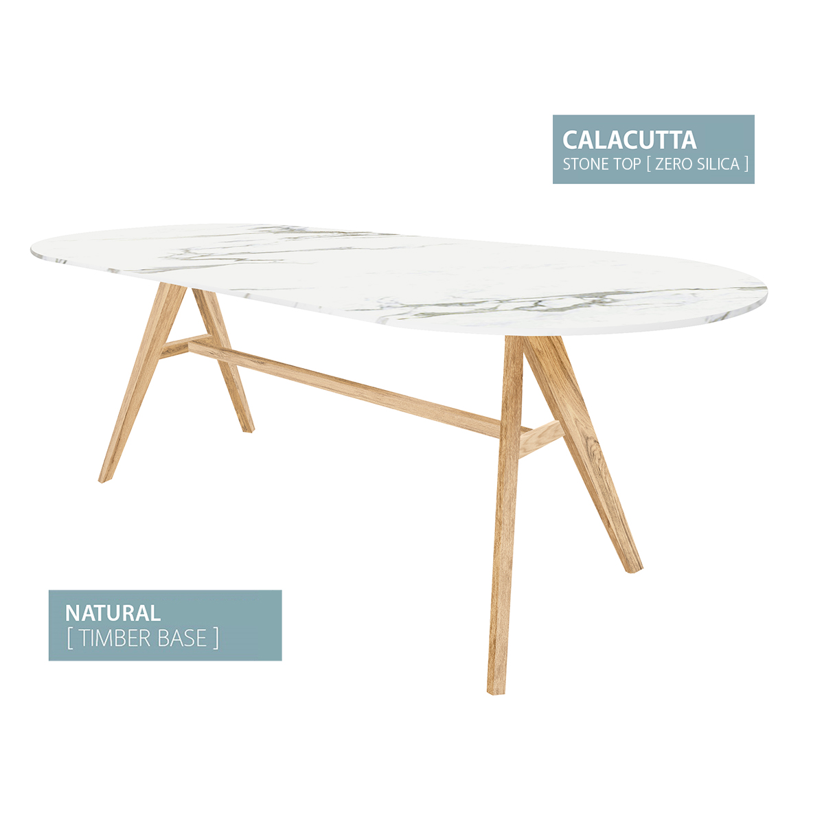Dining table oval Natural Calacutta