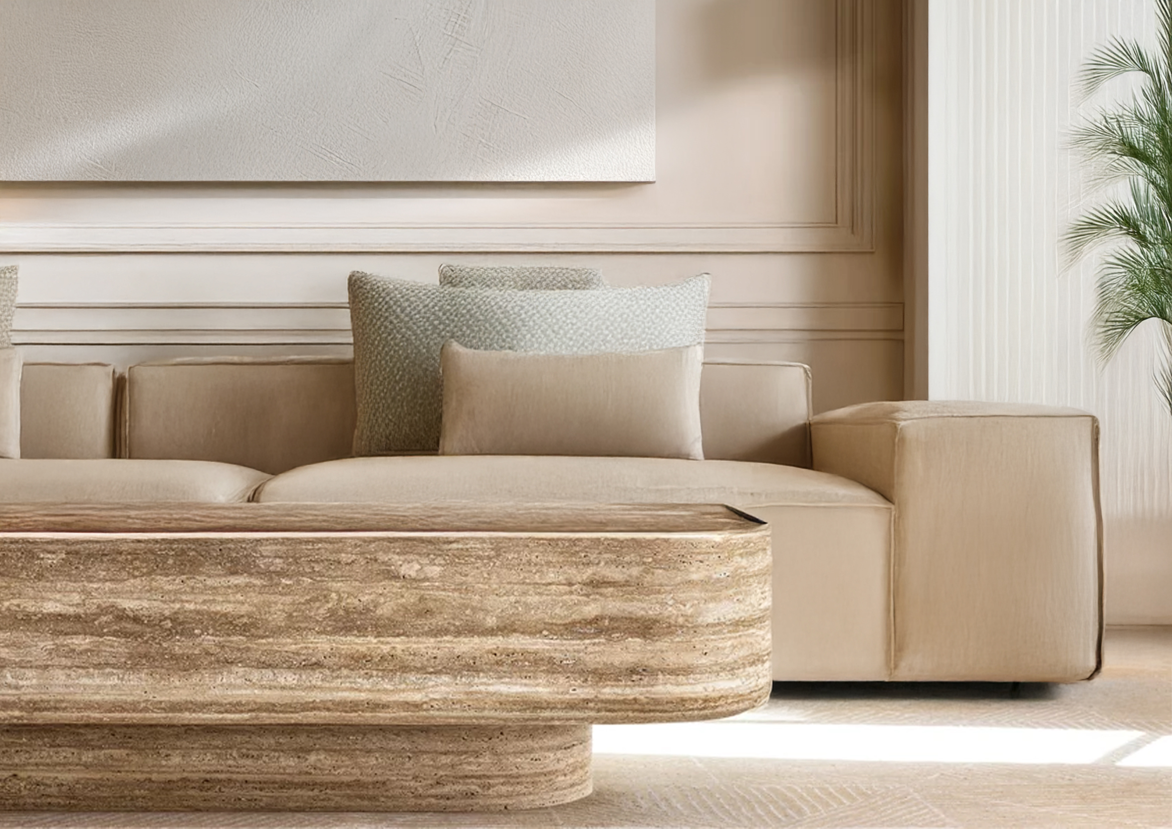 Ravine stone coffee table in a living room