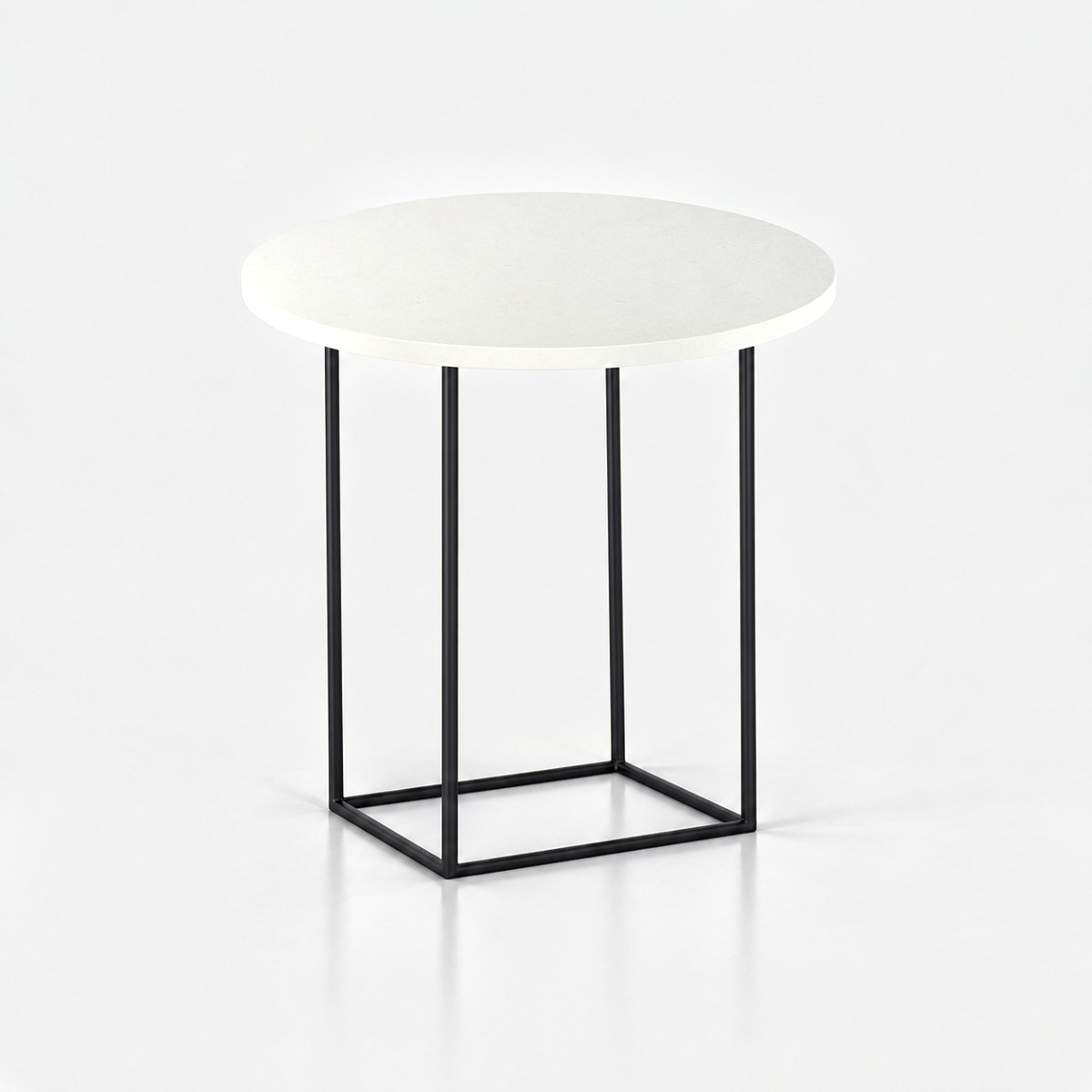 Side Table ST2 Black Steel Base – Alpine White
