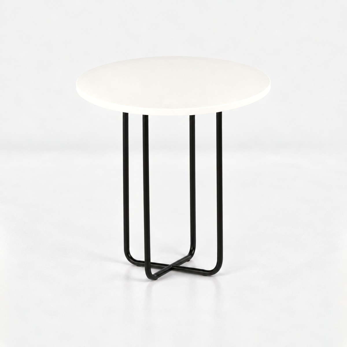 Side Table ST1 Black Steel Base – Alpine White