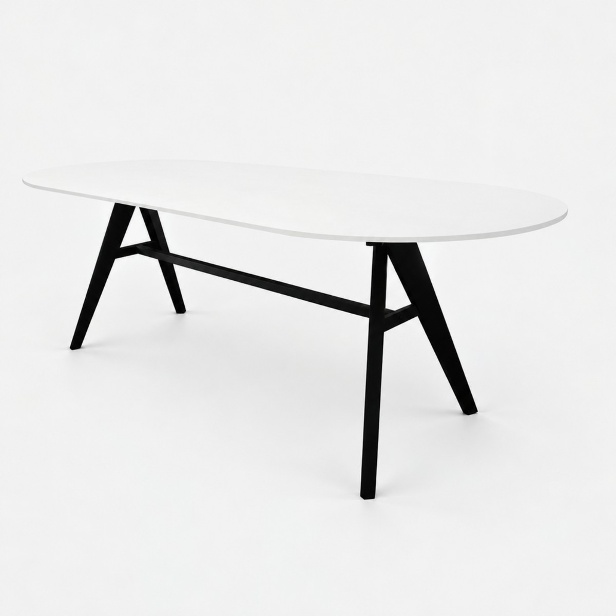 Dining Table Oval Black Base – Alpine White