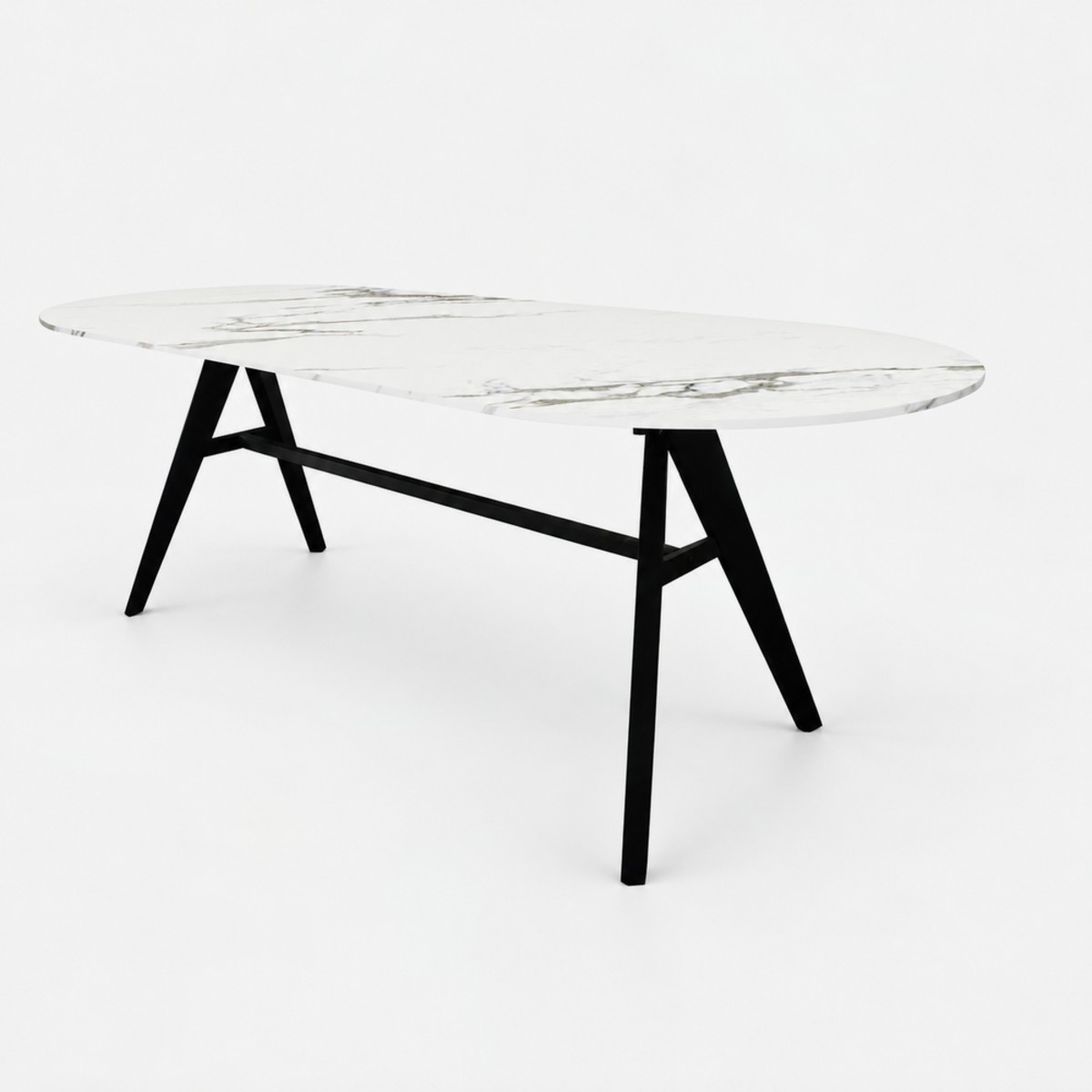 Dining Table Oval Black Base – Calacatta