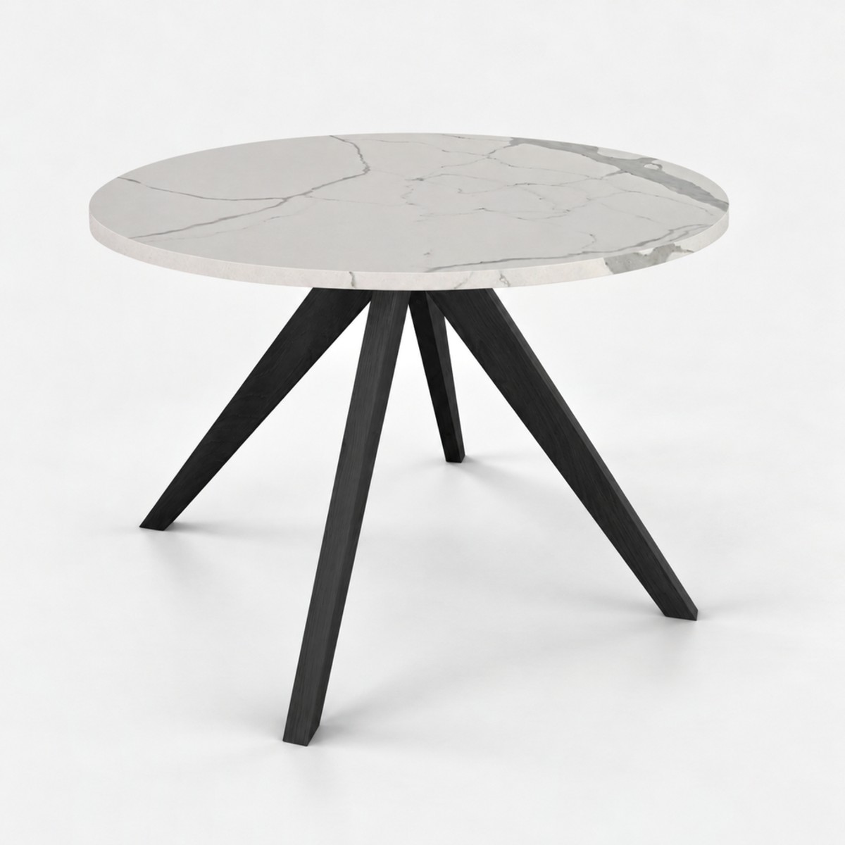 Dining Table Round Black Base – Calacatta