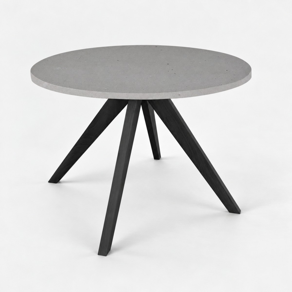 Dining Table Round Black Base – Raw Concrete