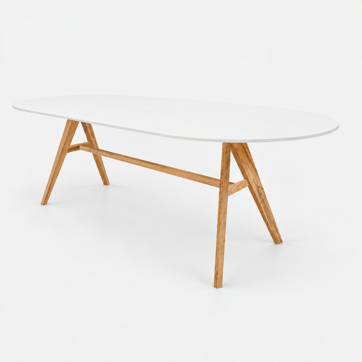 Dining Table Oval Natural Base – Alpine White