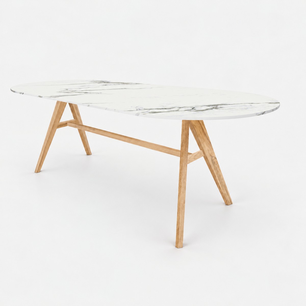 Dining Table Oval Natural Base – Calacatta