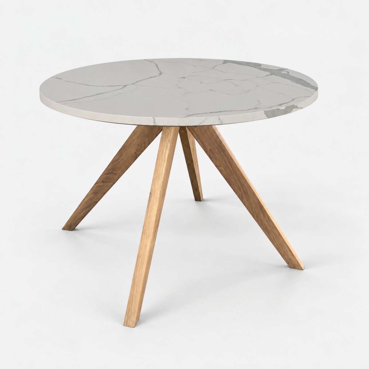 Dining Table Round Natural Base – Calacatta