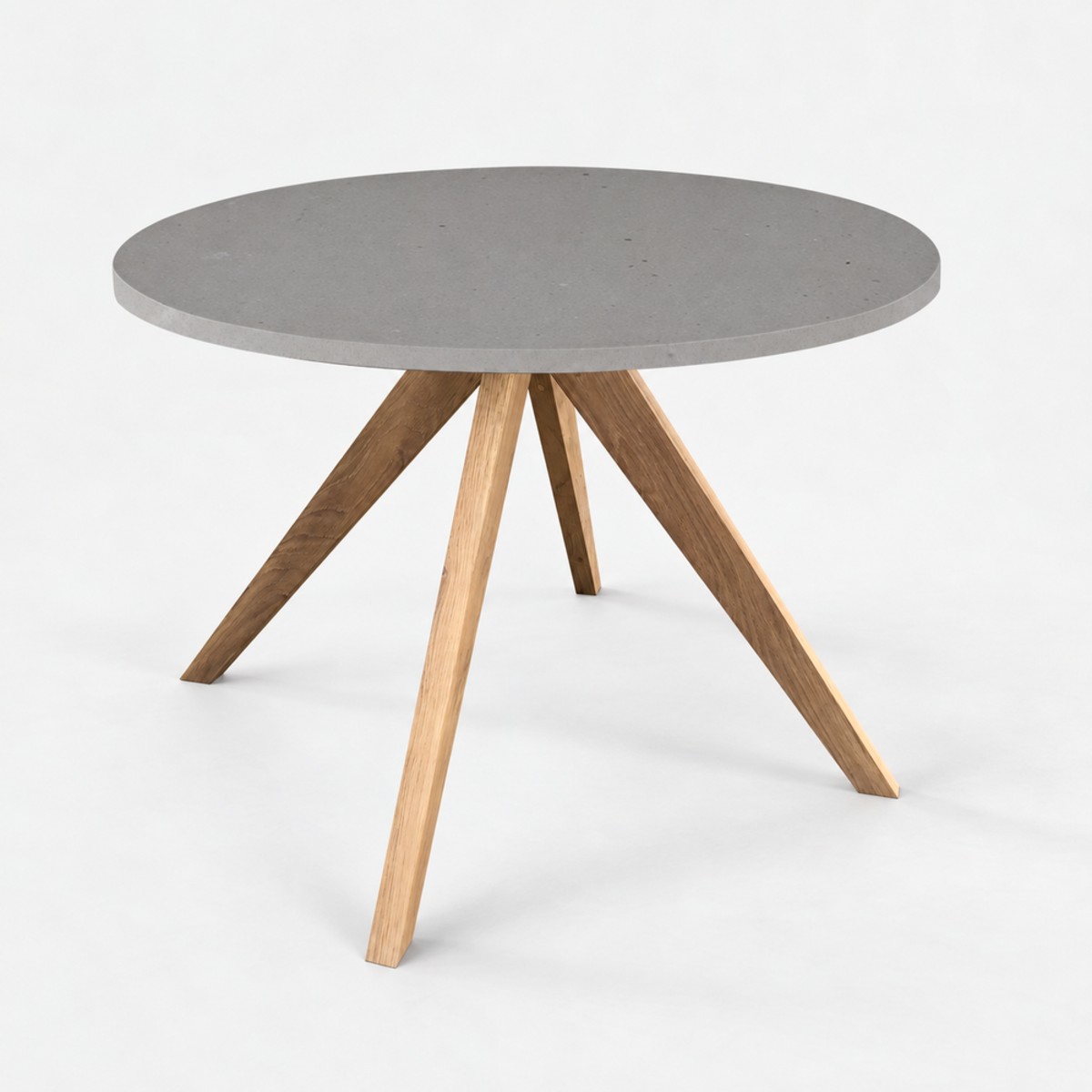 Dining Table Round Natural Base – Raw Concrete