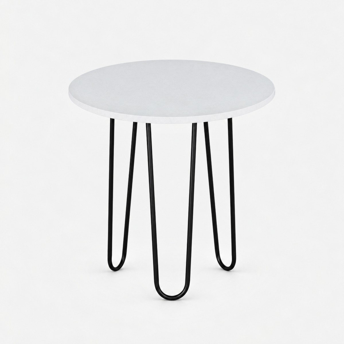 Side Table ST4 Black Steel Base – Alpine White